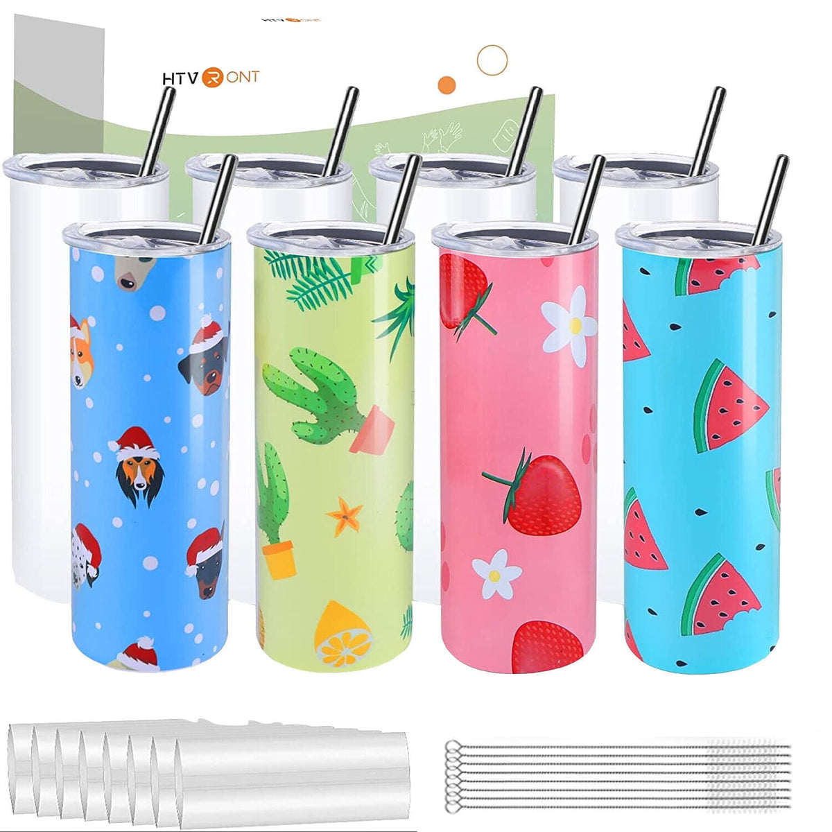 HTVRONT 4 Pack Sublimation Blanks Tumblers 20 OZ Skinny Stainless Steel
