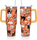 40 Oz Tumbler with Handle and Straw, Cute Stainless Steel Double