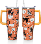 40 Oz Tumbler with Handle and Straw, Cute Stainless Steel Double