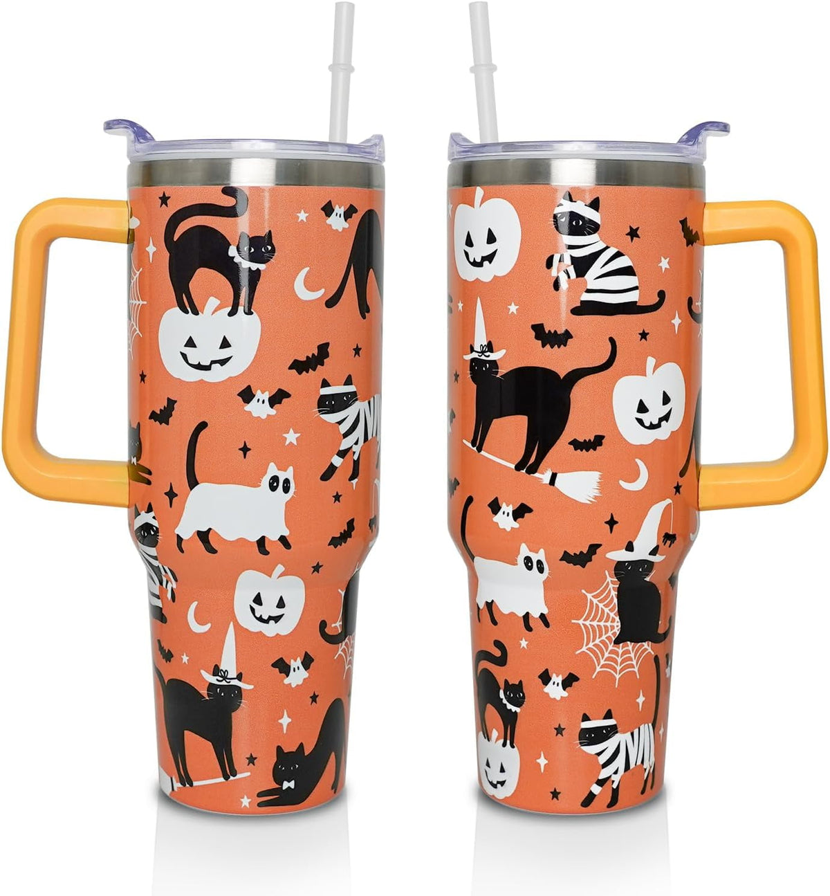 40 Oz Tumbler with Handle and Straw, Cute Stainless Steel Double