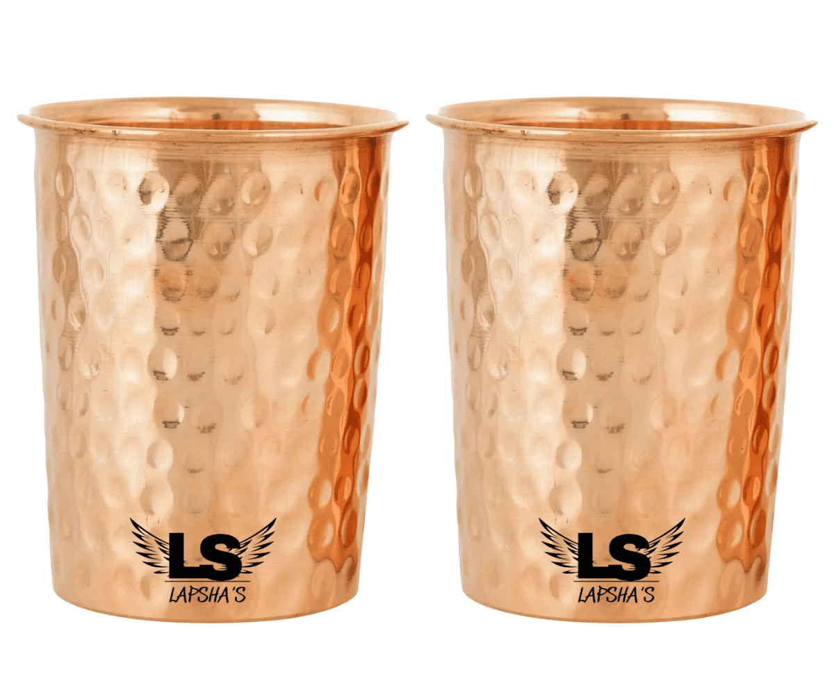 Handcrafted Pure Copper Hammered Tumbler Size-300 ML | Ayurvedic Drinking Cup for Water | Leak-Proof, Food-Grade Copper Glass