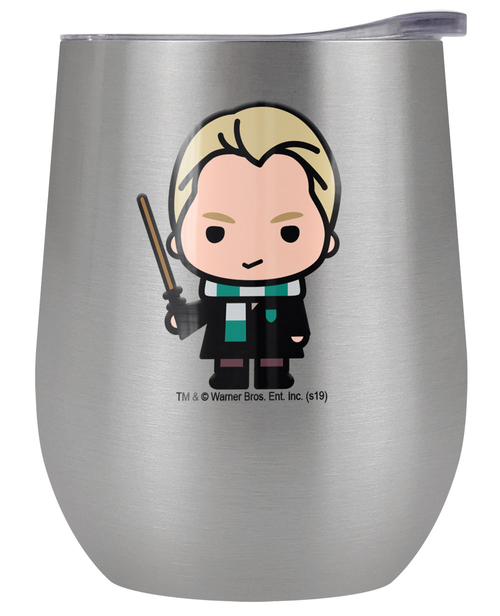 Harry Potter Official Draco Cute Chibi Character 12 oz Stemless Tumbler, Stainless Steel Travel Cup|Lake Tumbler|Insulated wi
