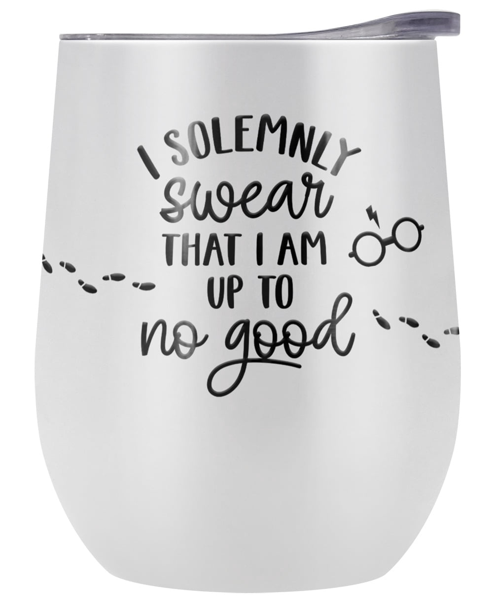 Harry Potter Official Up To No Good 12 OZ White Stemless Tumbler, Stainless Steel Travel Cup|Lake Tumbler|Insulated with Leak