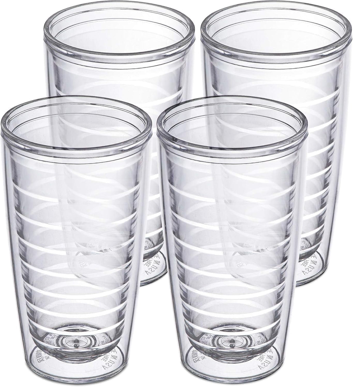 Homestead Choice Insulated Tumblers, 16oz 4-Pack Double Walled Clear Insulated Drinking Glasses Cup