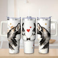 Premium Husky Love Design Stainless Steel Tumbler, 40oz