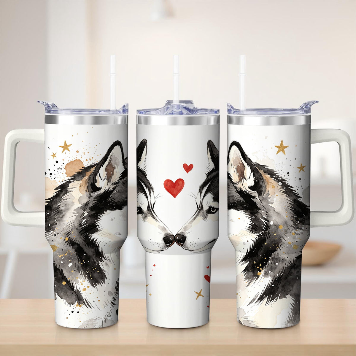 Premium Husky Love Design Stainless Steel Tumbler, 40oz