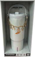 Ice White Hydrapeak 32 oz Nomad Insulated Tumbler with Handle & Straw Lid - Limited Edition Charmed Western Custom Charms, Pa