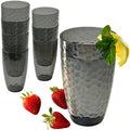 Kate Aspen Smoke Grey Hammered Plastic Tumblers, Plastic Drinking Glasses Set of 8, 23 oz, Large Shatterproof Cups Reusable f