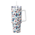 Logiee Fourth Of July Party Print 40OZ Ice Bully Cup with Handle and Straw, Double Wall Stainless Steel Tumbler,Travel Coffee