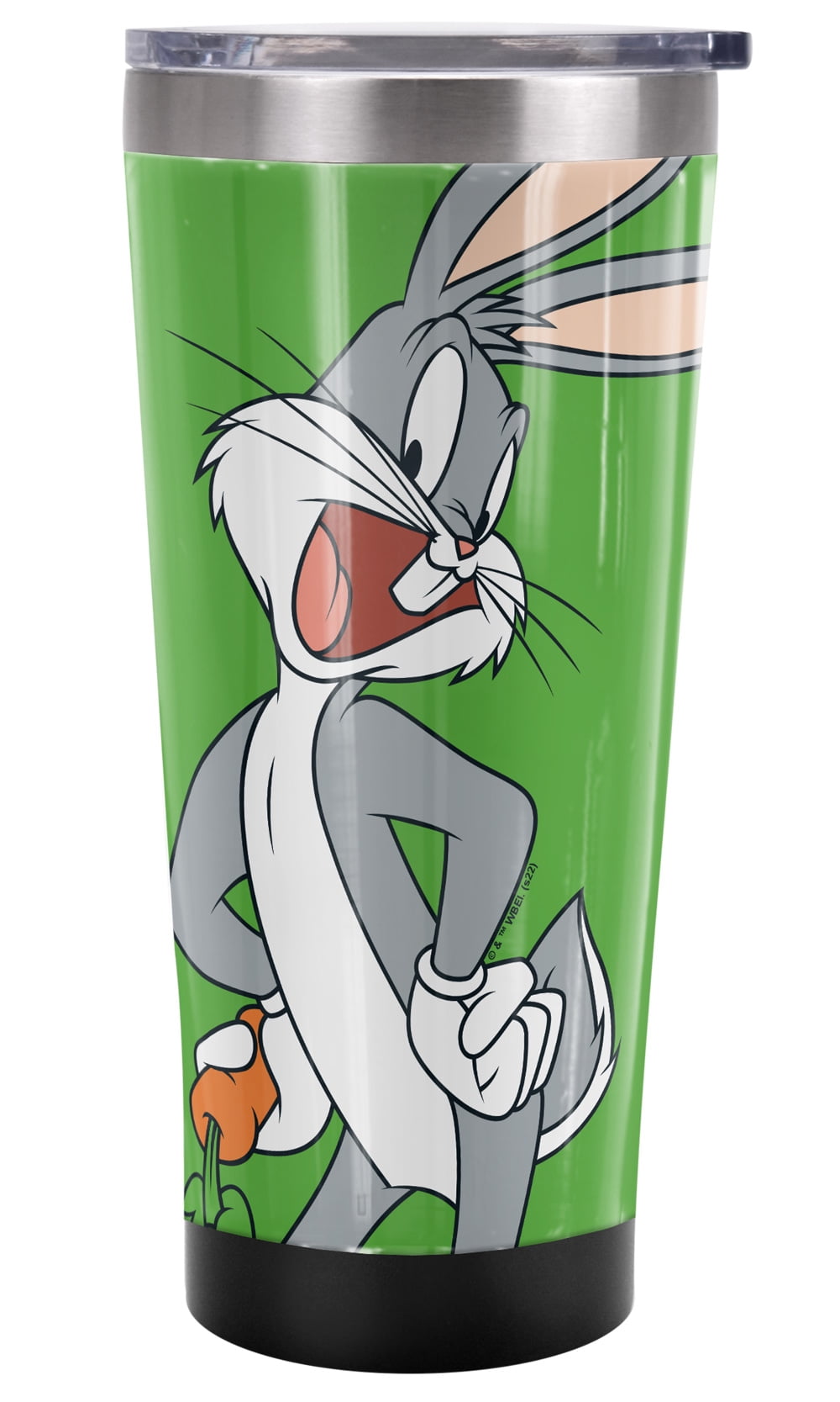 Looney Tunes Official Bugs Bunny Green Background 20 oz Travel Tumbler, Stainless Steel, Vacuum Insulated with Leak Resistant