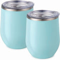 Maars Bev Stainless Steel Stemless Wine Glass Tumbler with Lid, Vacuum Insulated 12 oz Cup | Spill Proof, Travel Friendly, Fu