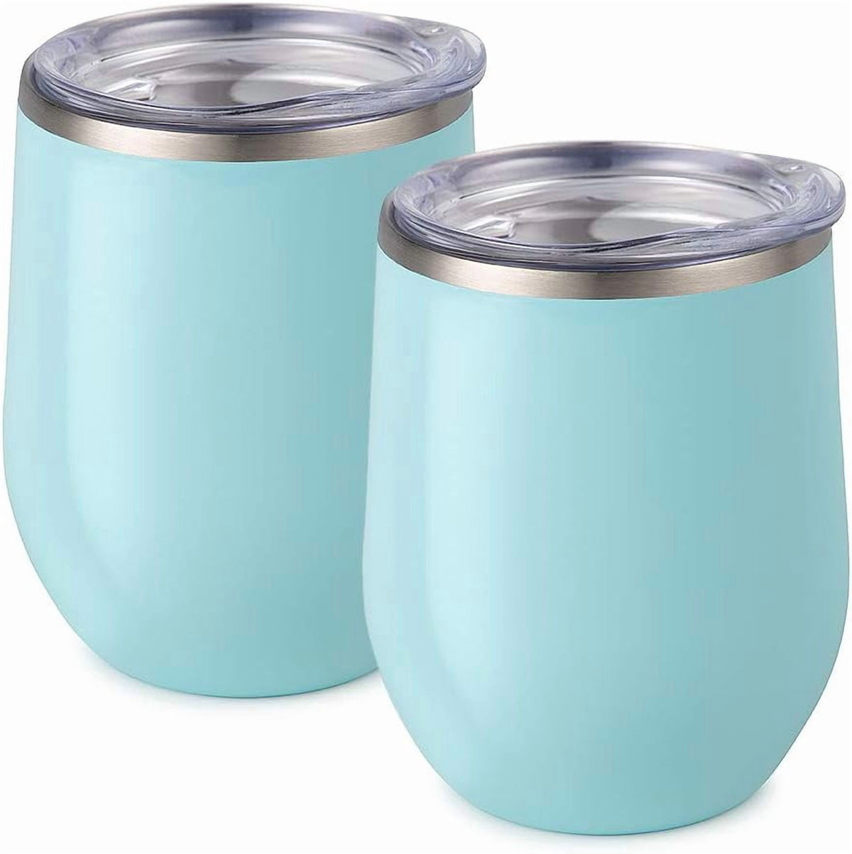 Maars Bev Stainless Steel Stemless Wine Glass Tumbler with Lid, Vacuum Insulated 12 oz Cup | Spill Proof, Travel Friendly, Fu