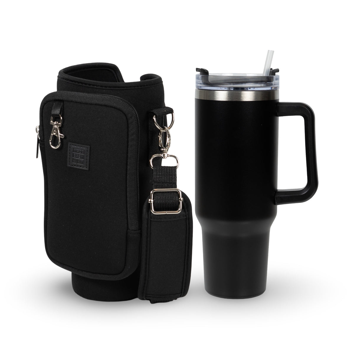 Made Easy Kit Tumbler & Neorpene Pocket Carrier for Water, Iced Tea or Coffee - Stainless Steel Vacuum Insulated Car Cup with