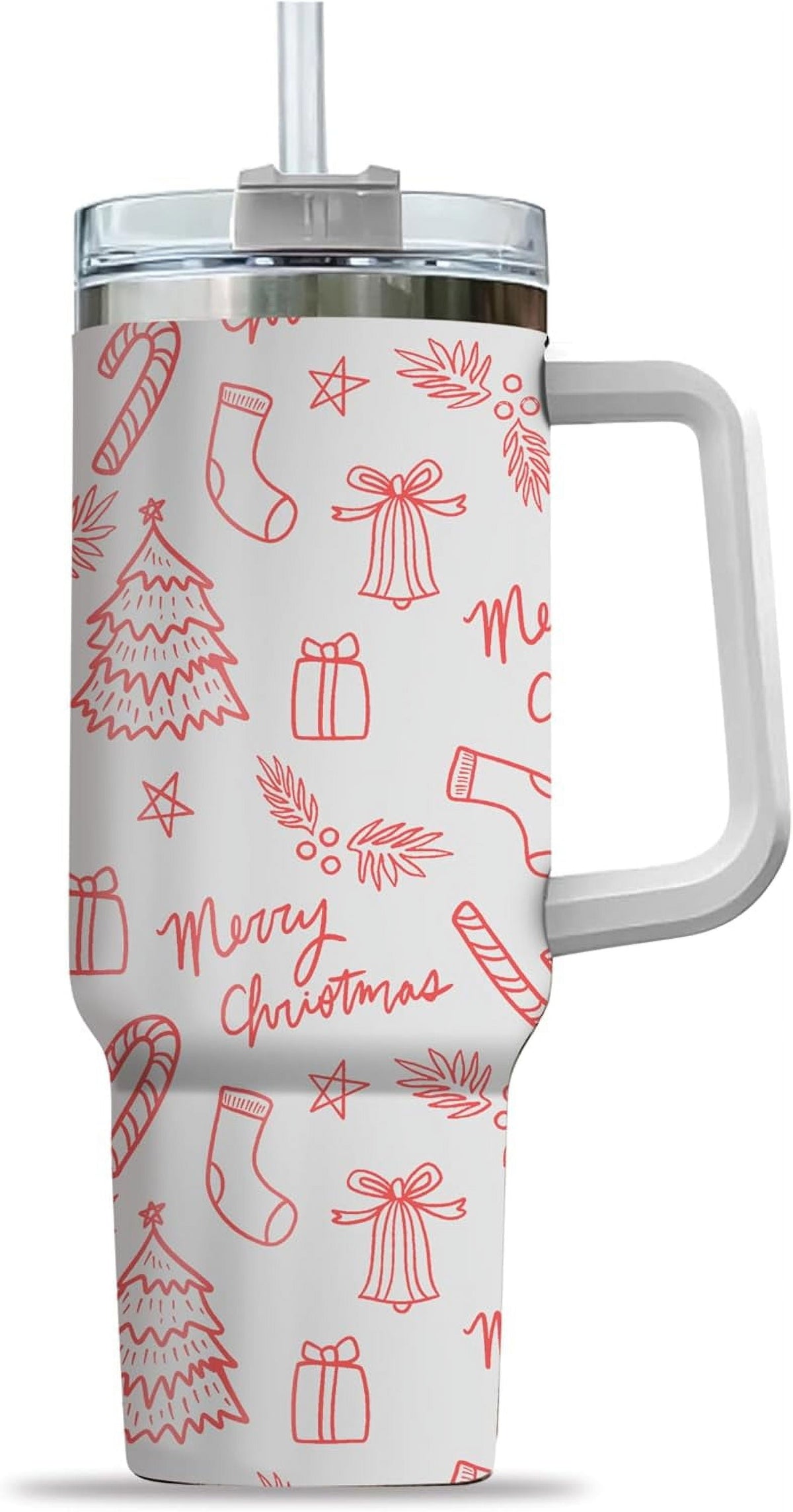 Pink Christmas Tree Cakes Stainless Steel Tumbler 40Oz With Handle Insulated
