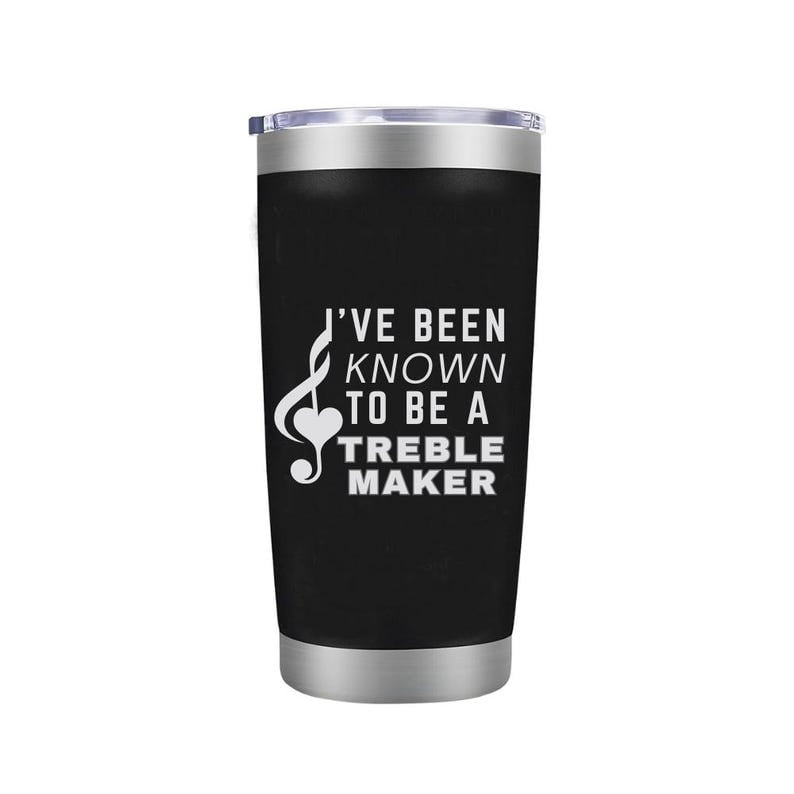 Music Notes Engraved Black 20oz Tumbler Gifts Under 25 Dollars - Treble Maker Music Notes Laser Engraved Mug For Guitarists, 