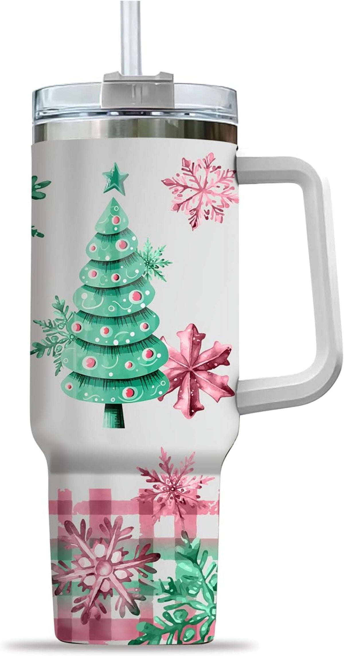 Pink Christmas Tree Cakes Stainless Steel Tumbler 40Oz With Handle Insulated