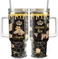Personalized Queen Bee Tumbler with Handle and Straw 40oz Custom Name Double Wall Vacuum Stainless Steel Travel Coffee Mug No