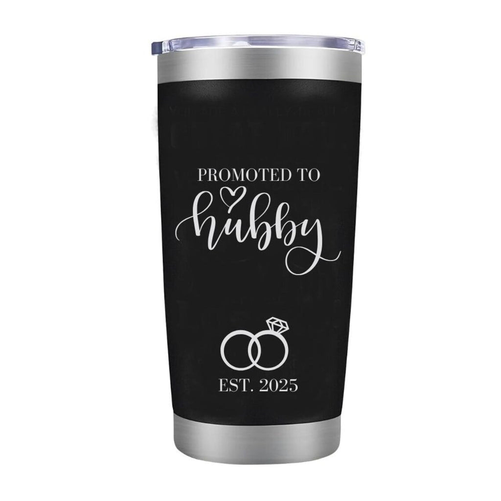 Promoted To Husband - Promoted to Wifey 20oz Tumbler Mug Funny Family Wedding Announcement Coffee Cup For Newlyweds, Romantic