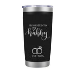 Promoted To Husband - Promoted to Wifey 20oz Tumbler Mug Funny Family Wedding Announcement Coffee Cup For Newlyweds, Romantic