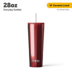 RTIC 28 oz Ceramic Lined Everyday Tumbler, Spill-Resistant Straw Lid, Marine