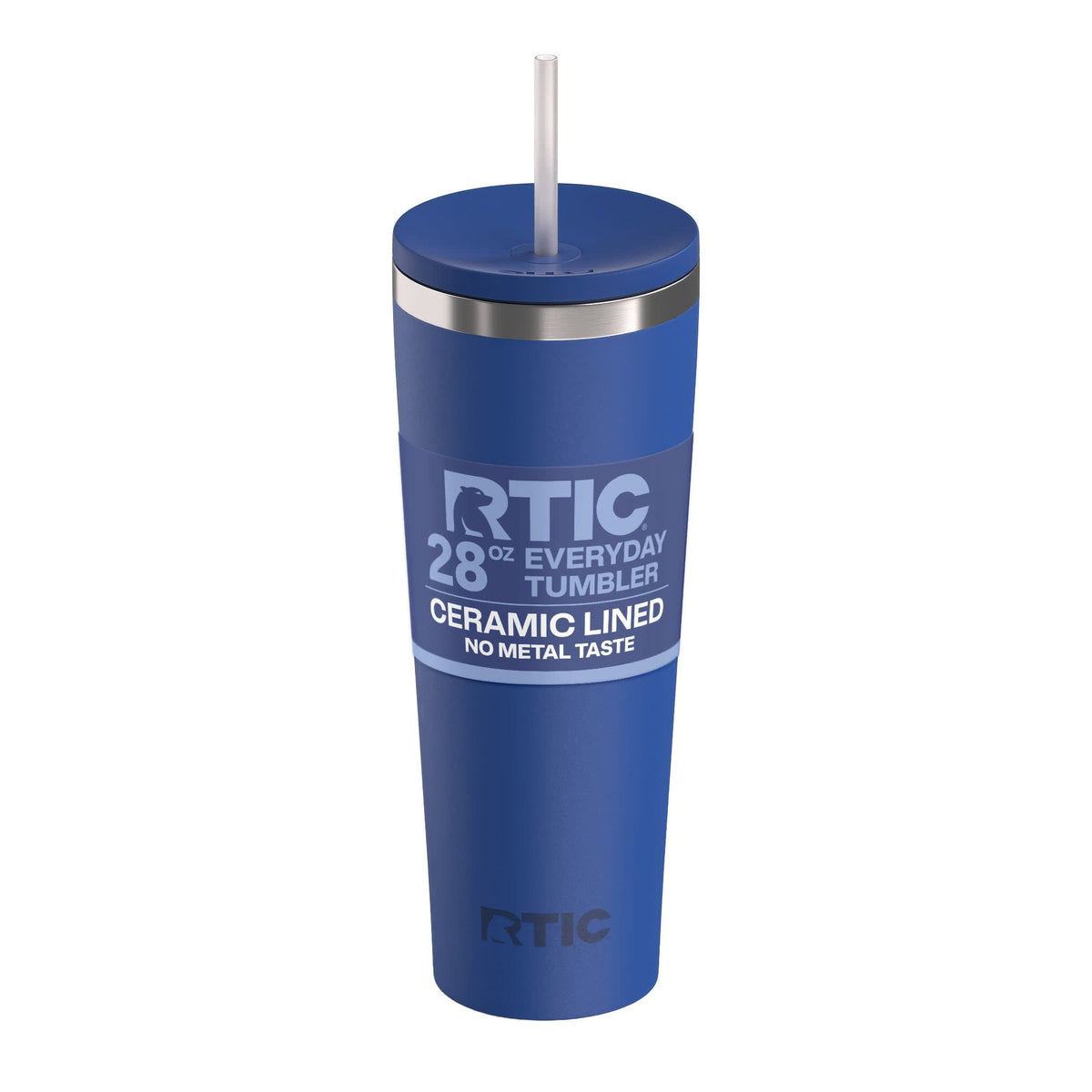 RTIC 28 oz Ceramic Lined Everyday Tumbler, Spill-Resistant Straw Lid, Marine