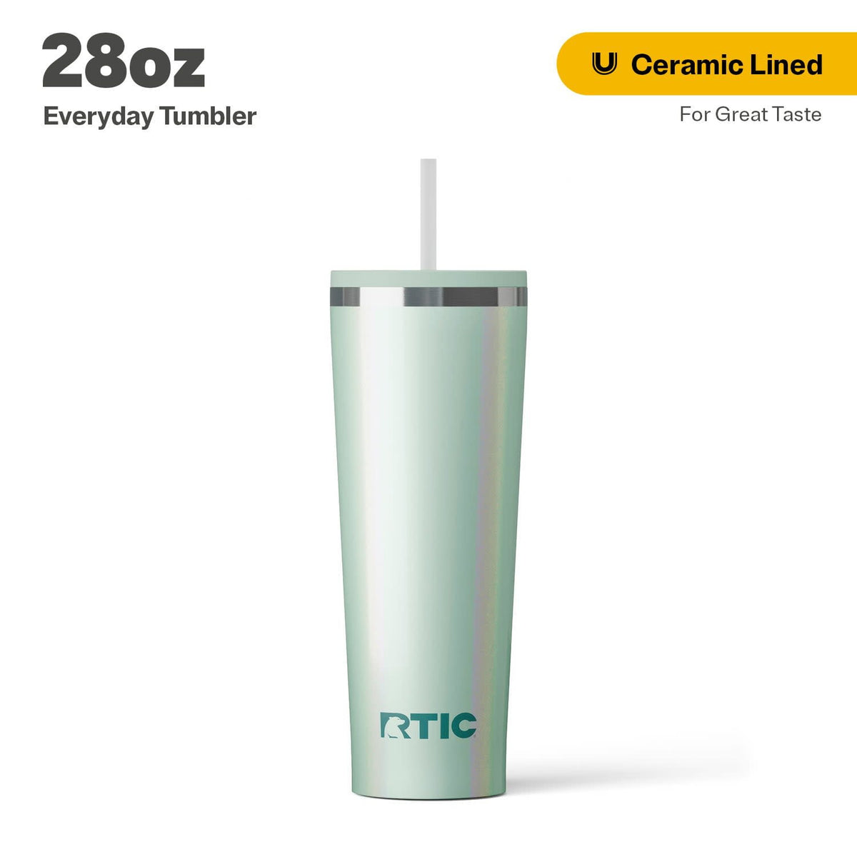RTIC 28 oz Ceramic Lined Everyday Tumbler, Spill-Resistant Straw Lid, Plum