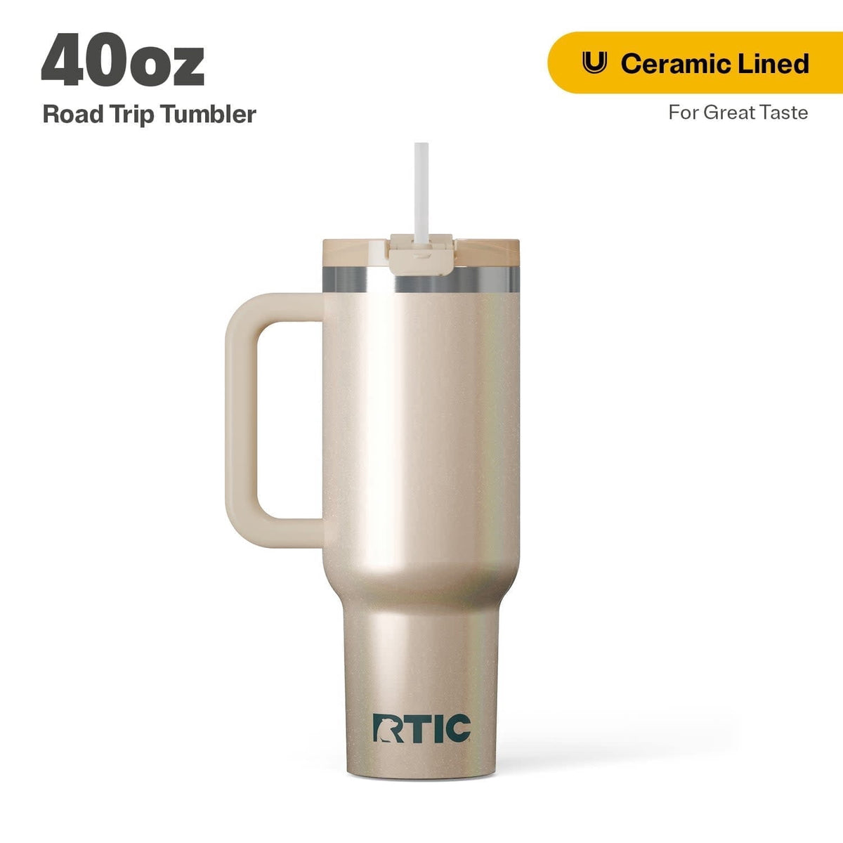 RTIC 40 oz Ceramic Lined Road Trip Tumbler with Handle