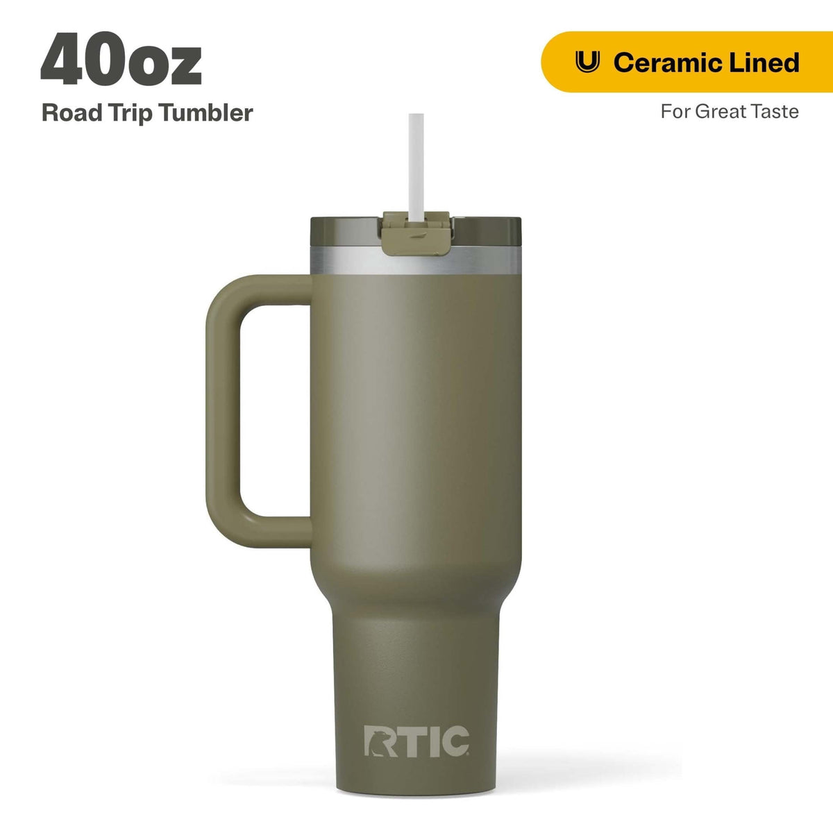 RTIC 40 oz Ceramic Lined Road Trip Tumbler with Handle