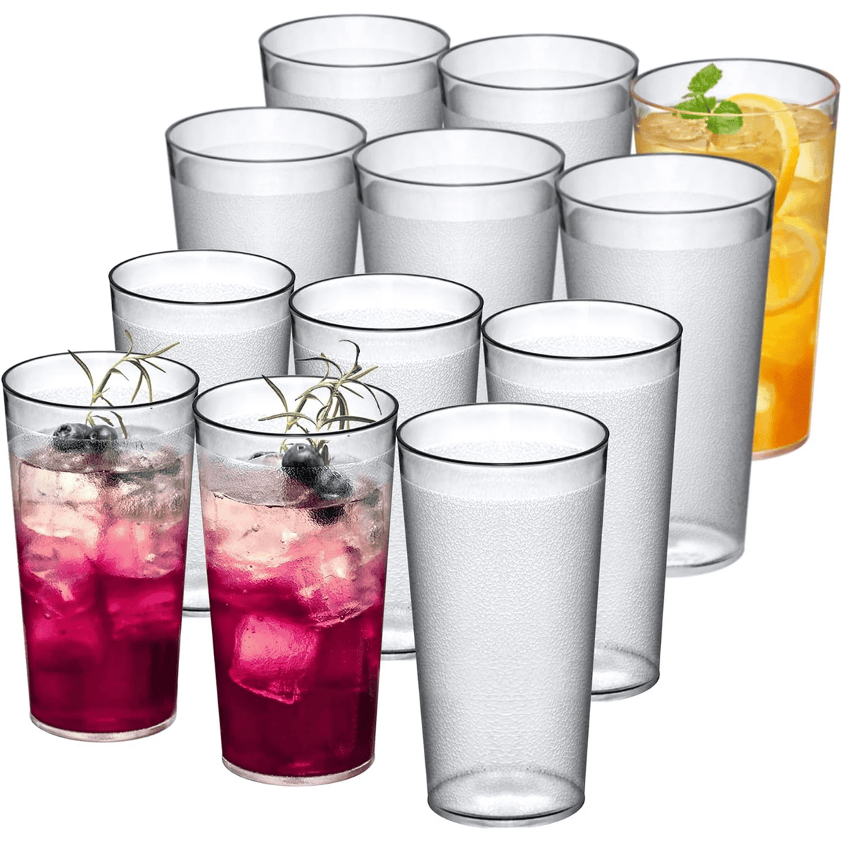 Ruseen 12 Piece Unbreakable Plastic Tumblers Drinkware Bpa Free Reusable Plastic
