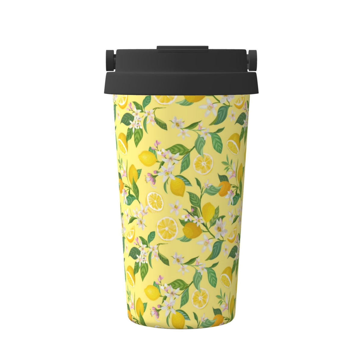 Rateoe Lemon (2) Pattern Travel Coffee Mug Tumbler with Flip Lid | Reusable Insulated Stainless Steel Cold Brew Iced Coffee C