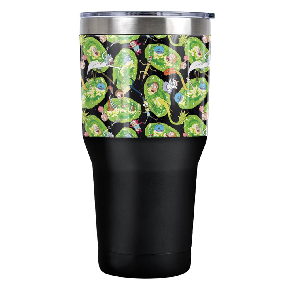 Rick And Morty Official Portal Mayhem 30 oz Travel Tumbler, Stainless Steel, Vacuum Insulated with Leak Resistant Slide-Lock 
