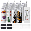 KFFKFF 16-Piece 20oz Slim Sublimation Tumblers, Double-Walled Stainless Steel, Ideal for Custom Heat Transfer Designs, Includ
