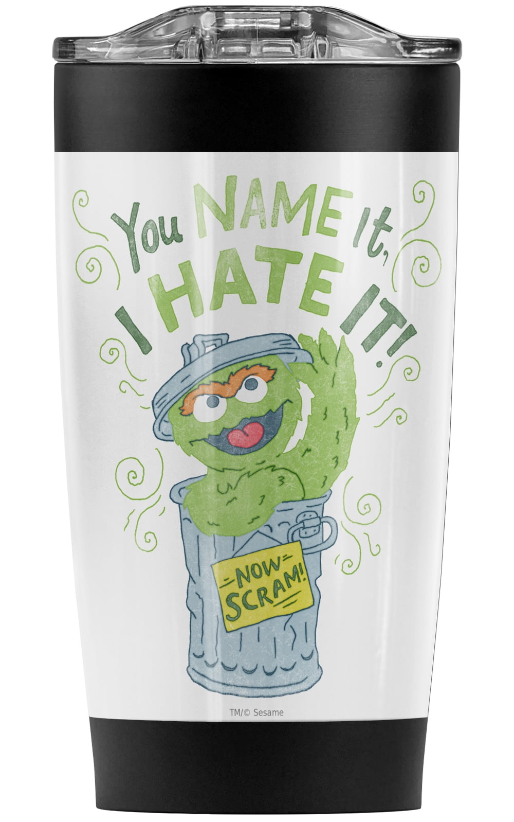 Sesame Street/Oscar The Grouch I Hate It Stainless Steel Tumbler 20 oz Coffee Travel Mug/Cup, Vacuum Insulated & Double Wall 