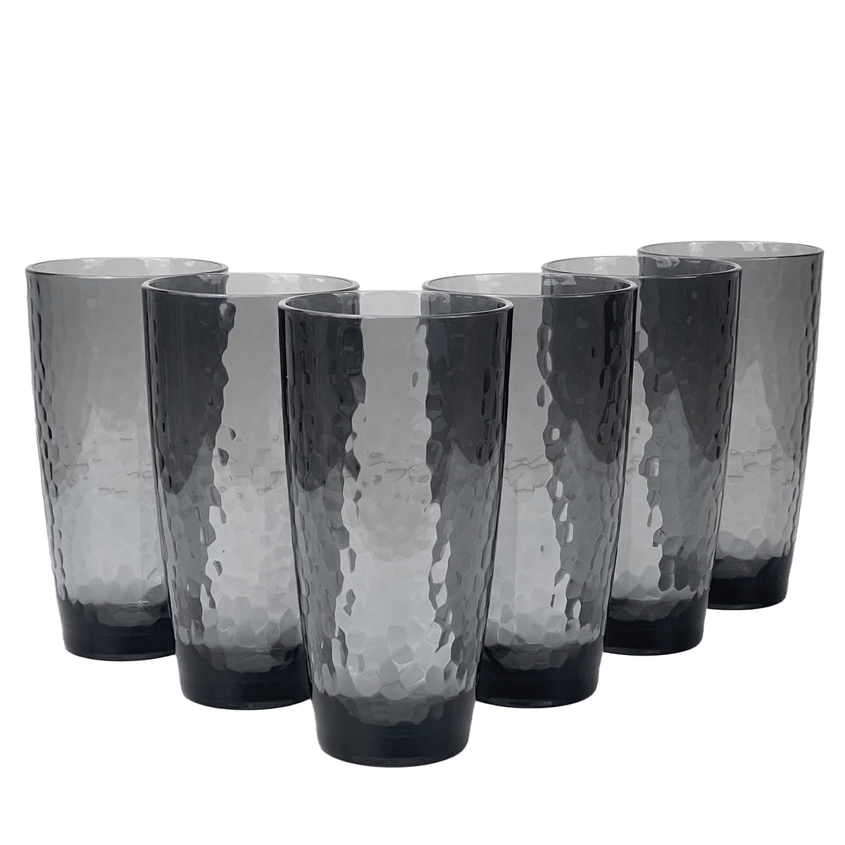 Set of 6 Hammered Style Drinking Cups 26-Ounce Large Acrylic Glasses Plastic Tumbler,BPA Free (Grey)
