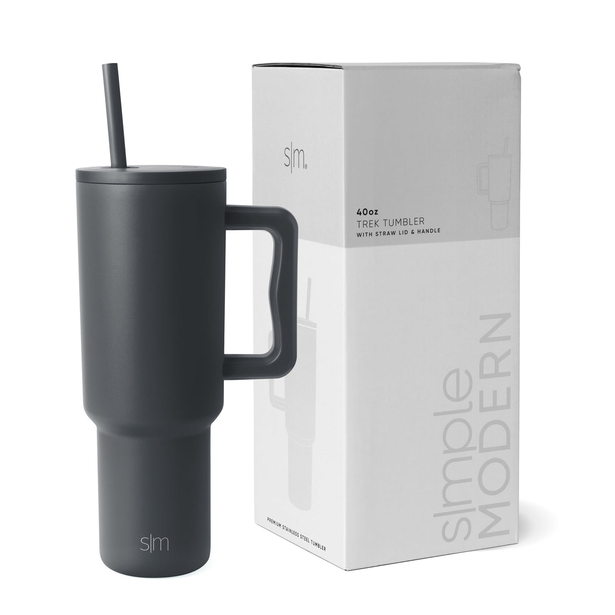 Simple Modern 40 fl oz Insulated Stainless Steel Trek Tumbler with Straw Lid | Graphite