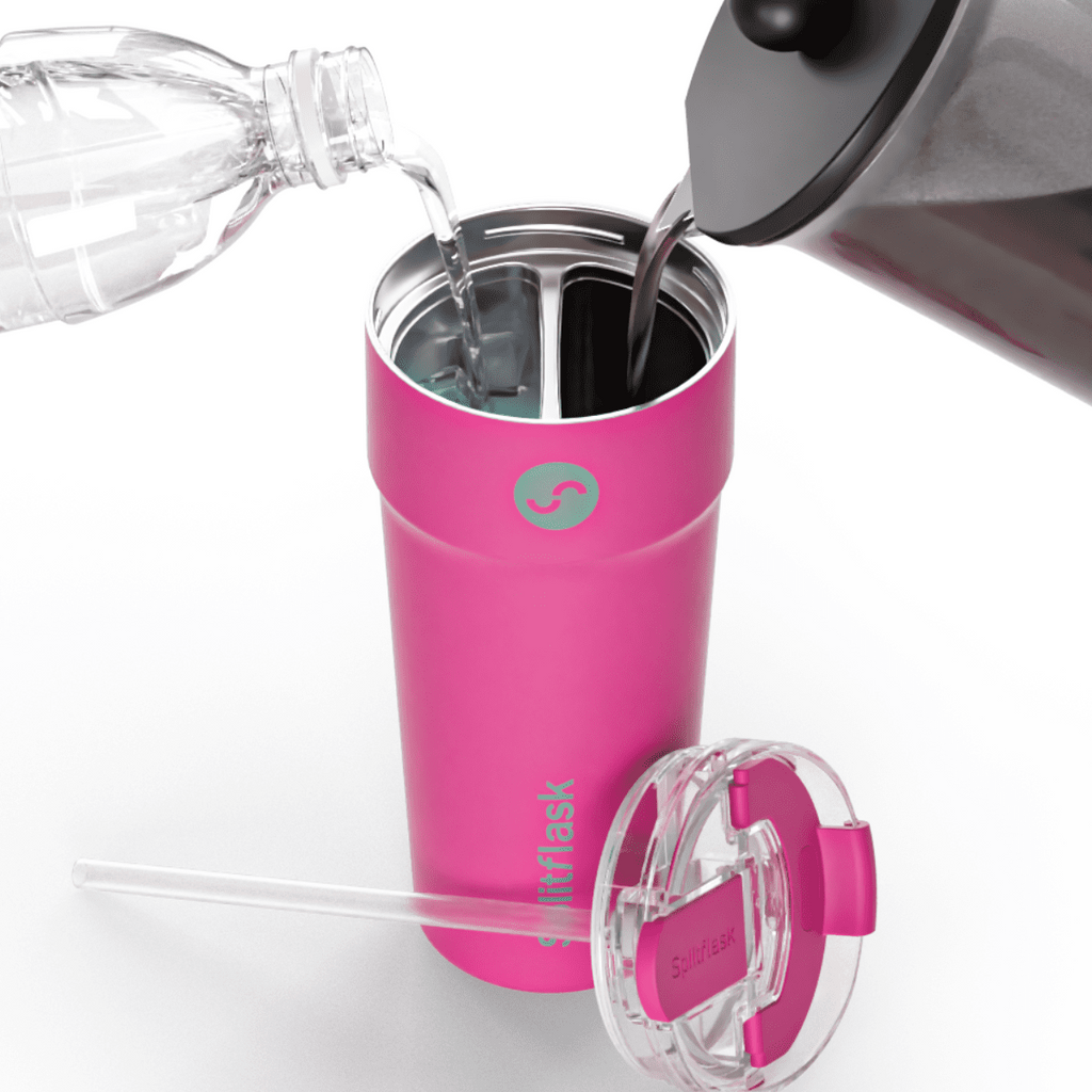 Splitflask 2-in-1 Hot & Cold Insulated Tumbler, 30oz Stainless Steel, Leak-Proof, BPA-Free, Dual Chamber, Travel Mug, Fits Cu