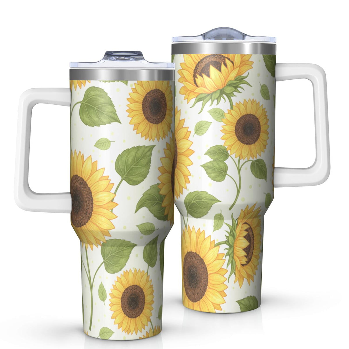 Leopard Print 40oz Tumbler with Handle and Straw, Large Capacity Travel