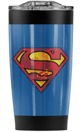 Superman Action Shield Stainless Steel Tumbler 20 oz Coffee Travel Mug/Cup, Vacuum Insulated & Double Wall with Leakproof Sli