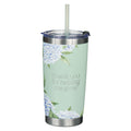 Thank You For Helping Me Grow Inspirational Travel Tumbler Mug for Teachers, Mentors, Mint/Cream, 18oz Double Wall Vacuum Ins
