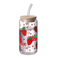 Totoro Hero Kawaii Strawberry Glass Cup With Lid And Straw Drinking Cups Iced Hot Coffee Glasses Cute Tumbler Cup for Kitchen