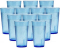 TrueCraftware- Set of 12 Belize 10 oz. Tumbler/Drinking Cups Blue Polycarbonate-Premium Iced Tea Glasses Stackable Reusable D