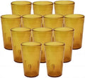 TrueCraftware-Set of 12 Pebbled Tumbler/Drinking Cups 12-Ounce Amber Color- Reusable Premium Water Iced Tea Glasses Stackable