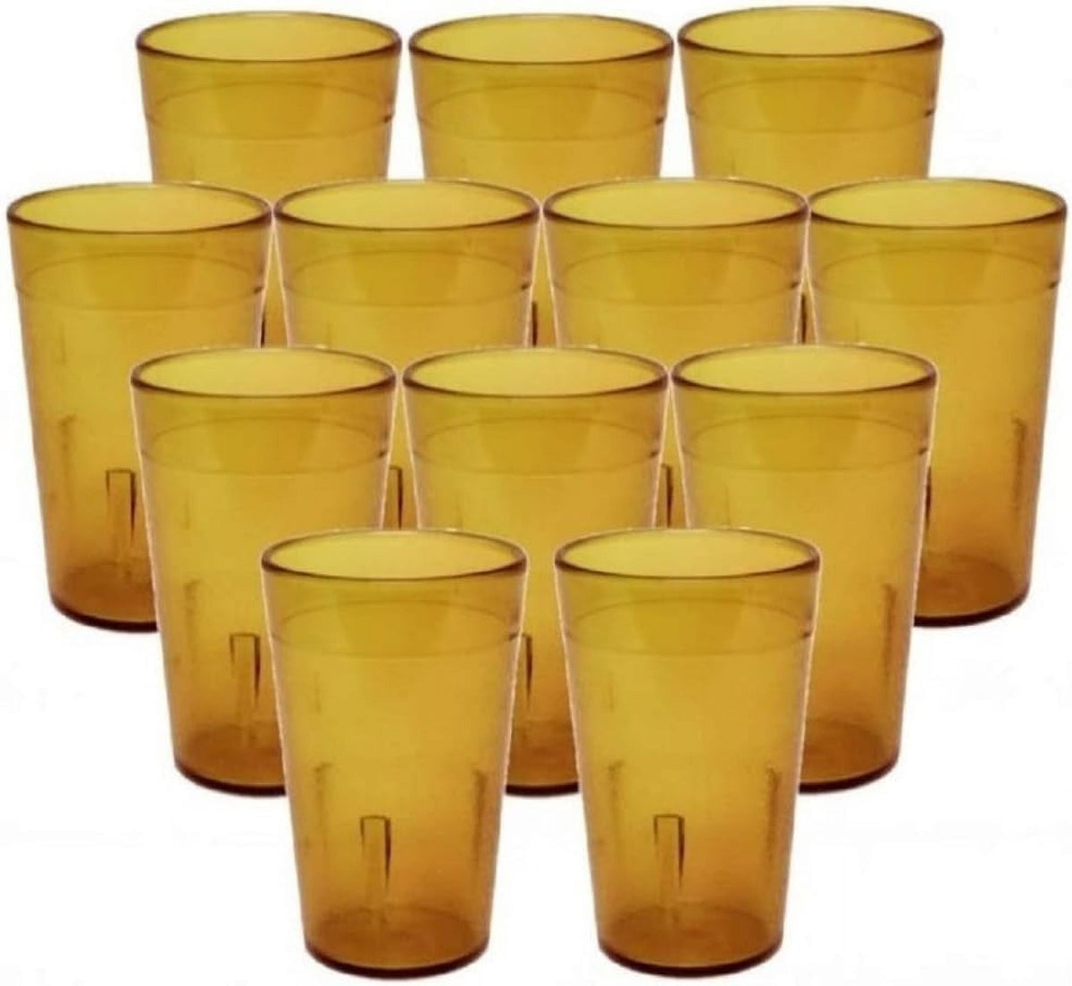 TrueCraftware-Set of 12 Pebbled Tumbler/Drinking Cups 12-Ounce Amber Color- Reusable Premium Water Iced Tea Glasses Stackable