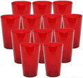 TrueCraftware- Set of 12 Pebbled Tumbler/Drinking Cups 16-Ounce Red Color- Reusable Premium Water Iced Tea Glasses Stackable 