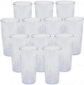 TrueCraftware- Set of 12 Pebbled Tumbler/Drinking Cups 20-Ounce Clear Color- Reusable Premium Water Iced Tea Glasses Stackabl