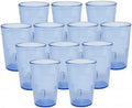 TrueCraftware- Set of 12 Pebbled Tumbler/Drinking Cups 8-Ounce Blue Color- Reusable Premium Water Iced Tea Glasses Stackable 
