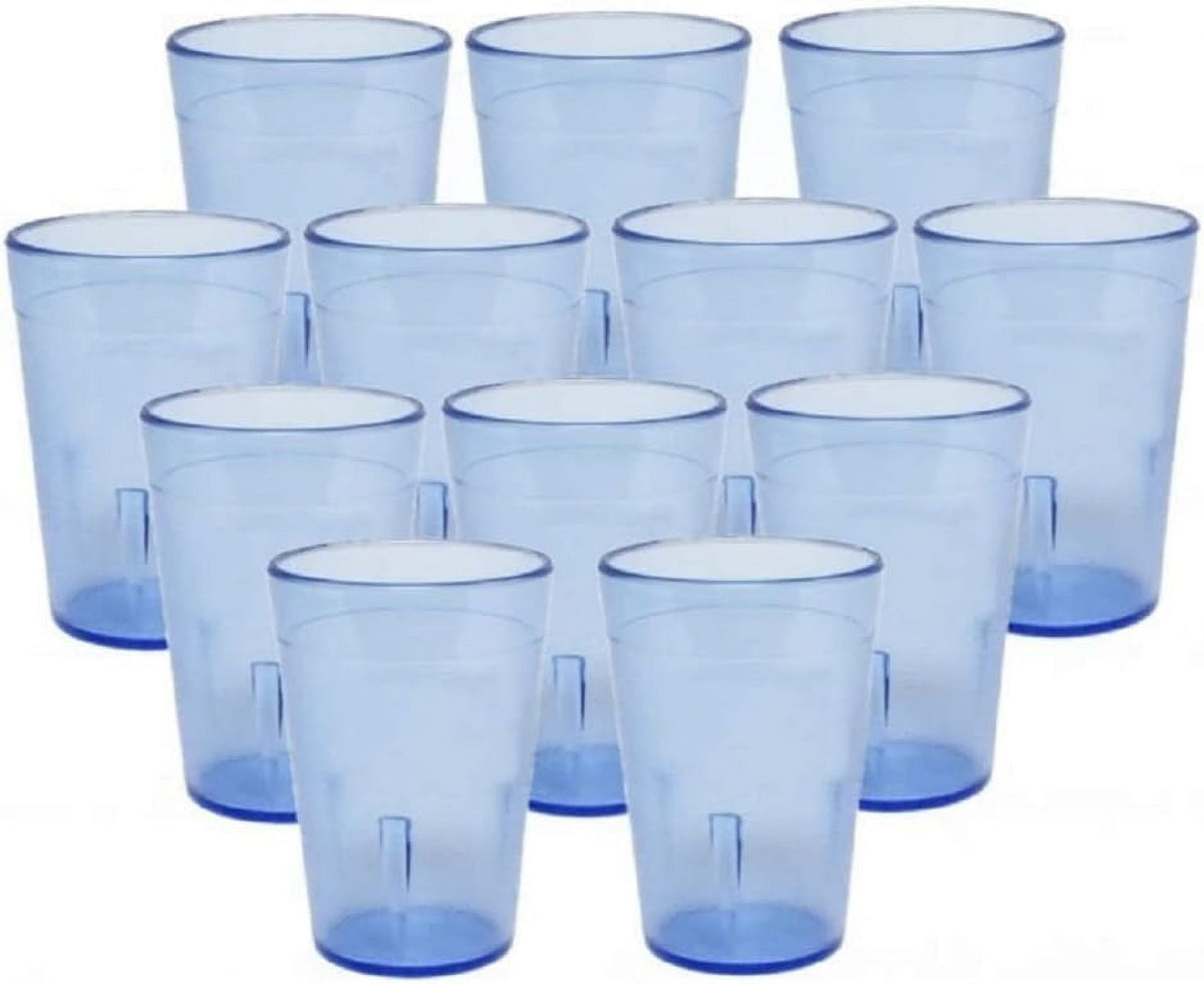 TrueCraftware- Set of 12 Pebbled Tumbler/Drinking Cups 8-Ounce Blue Color- Reusable Premium Water Iced Tea Glasses Stackable 