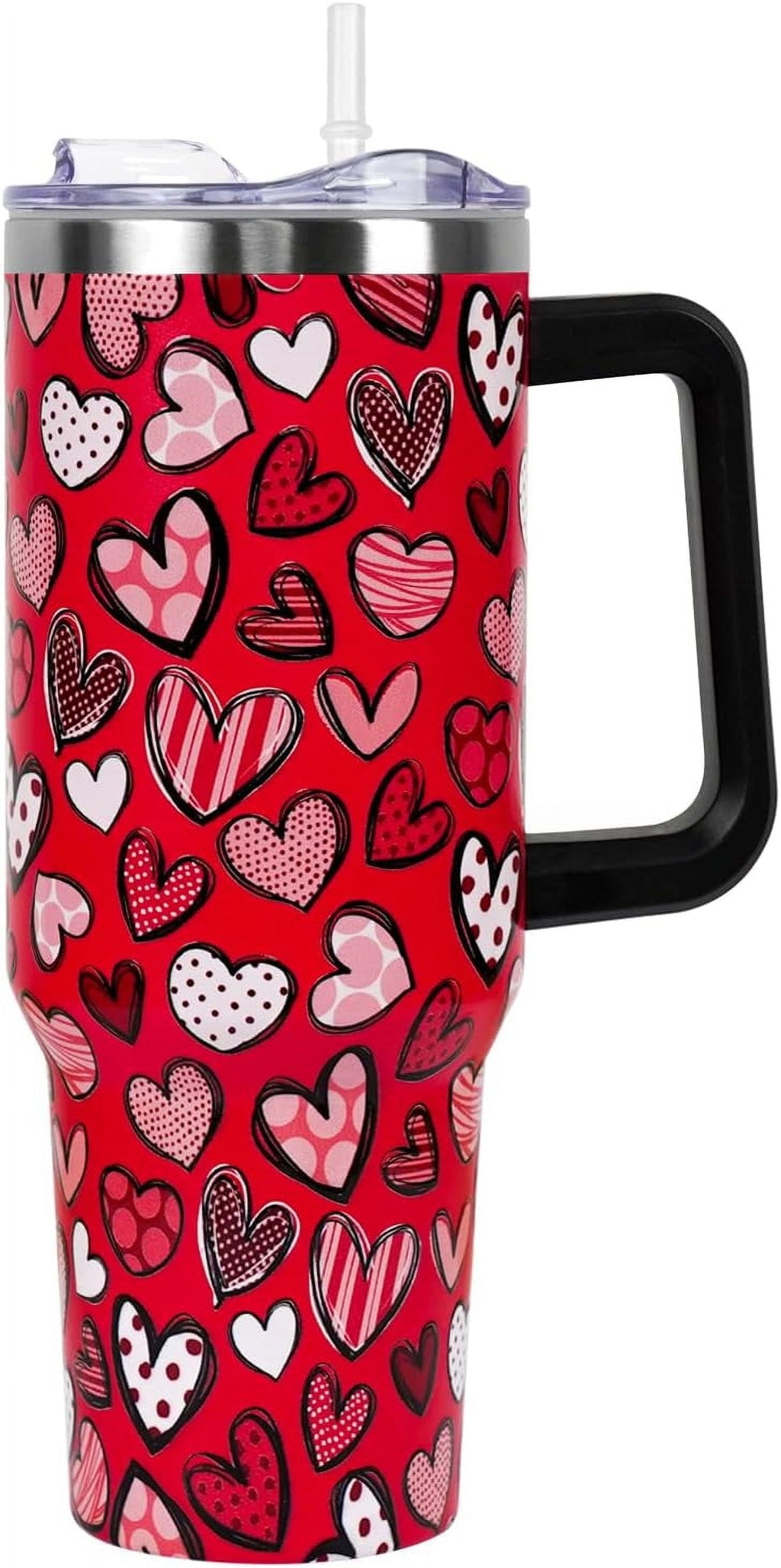 Valentines Day Gifts 40 oz Tumbler with Handle and Straw Lid,Cute Valentine''s Day Gift for Her Women Girlfriend Wife Red Lov