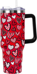 Valentines Day Gifts 40 oz Tumbler with Handle and Straw Lid,Cute Valentine''s Day Gift for Her Women Girlfriend Wife Red Lov