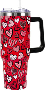 Valentines Day Gifts 40 oz Tumbler with Handle and Straw Lid,Cute Valentine''s Day Gift for Her Women Girlfriend Wife Red Lov